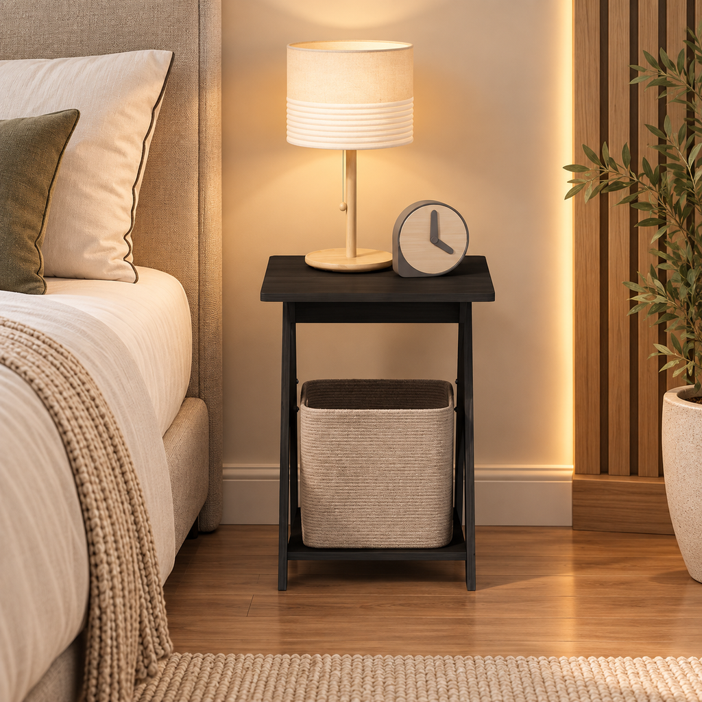 Criss-Cross Bedside Nightstand Table