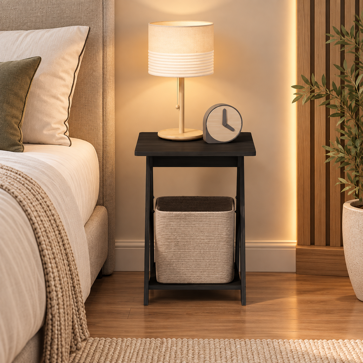Criss-Cross Bedside Nightstand Table