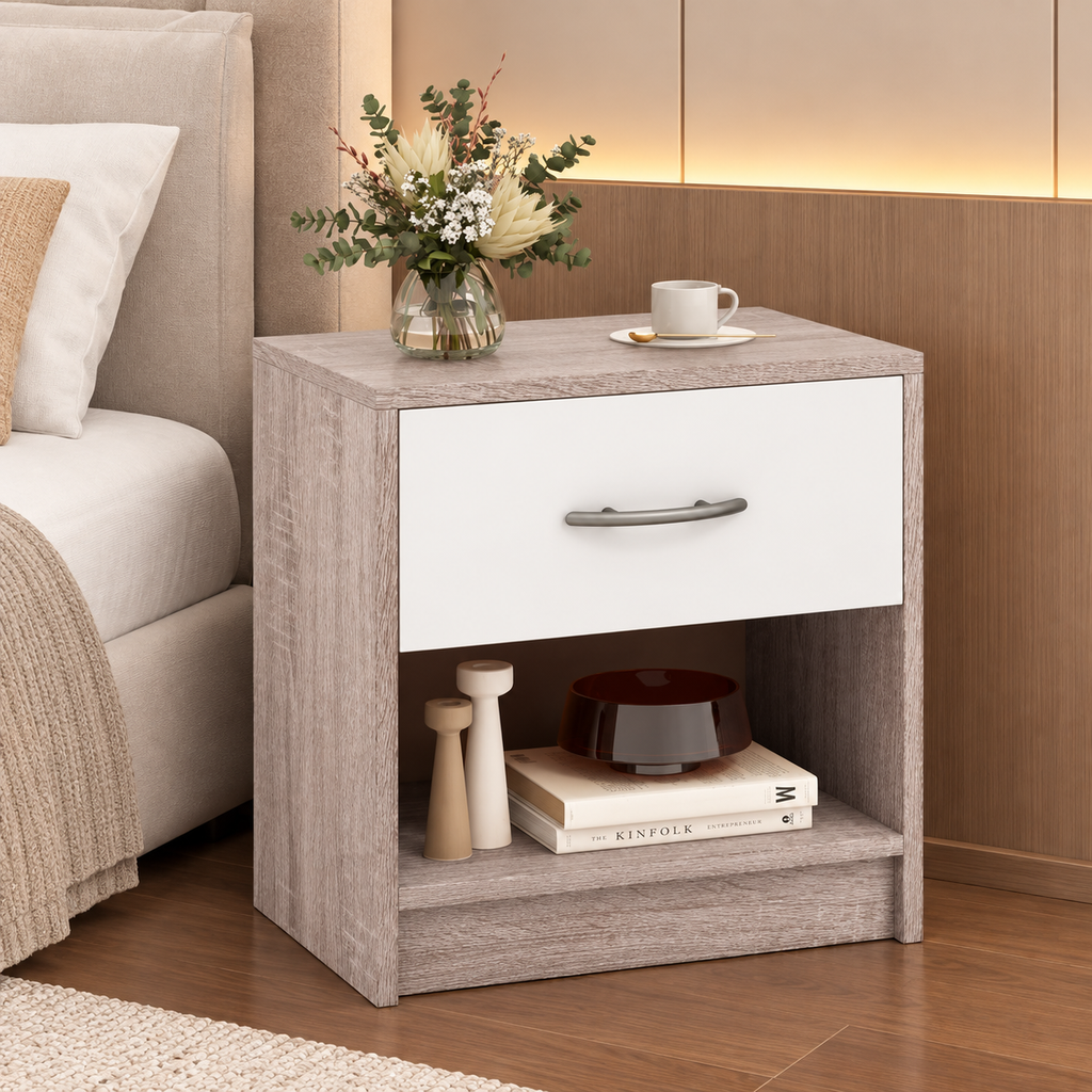 Wooden Bedside Table with Drawer