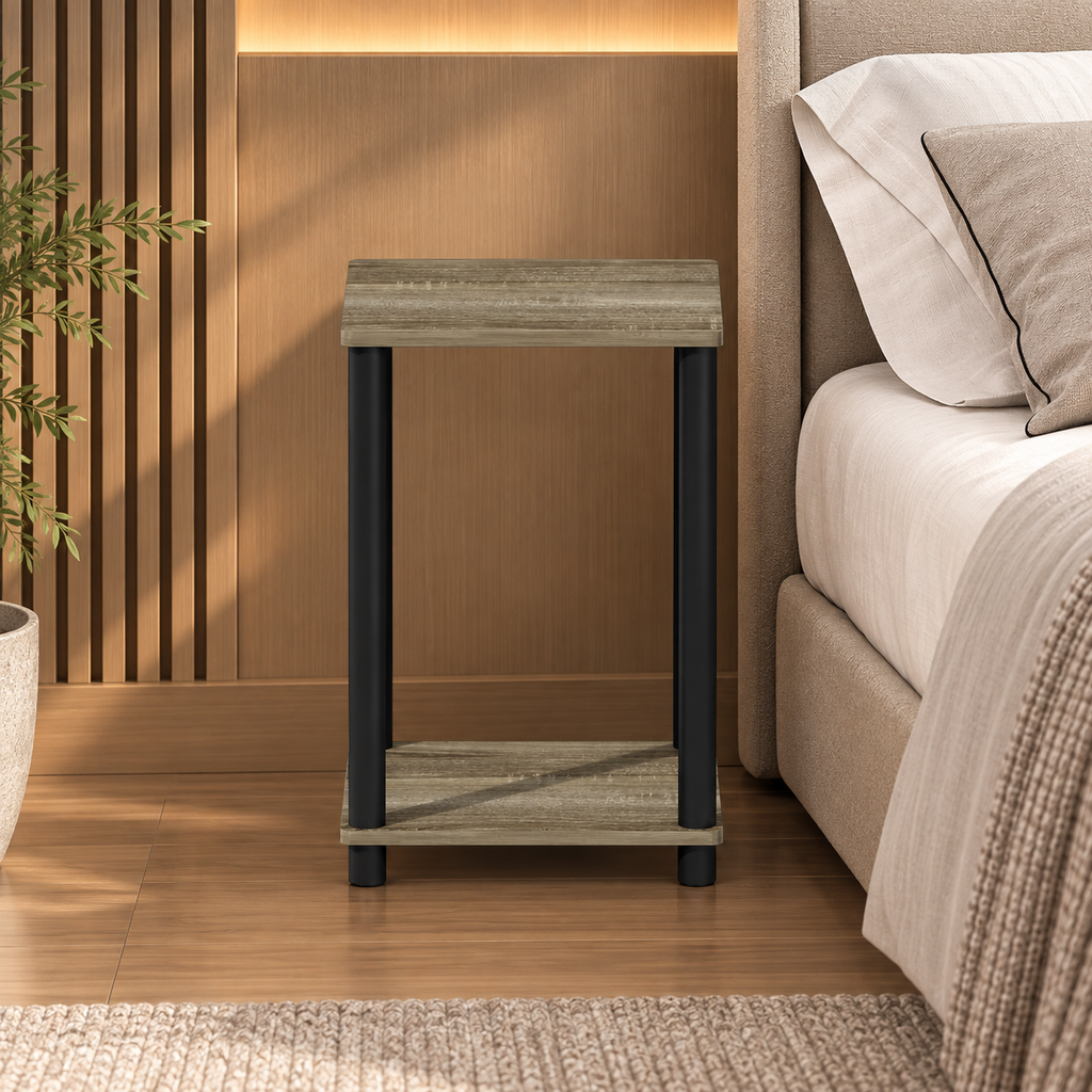 Two-Tier French Oak Bedside Table