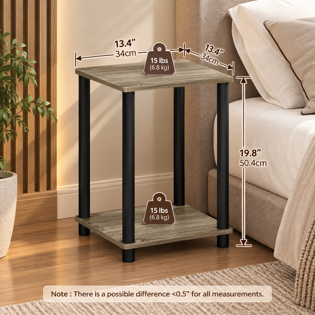 Two-Tier French Oak Bedside Table