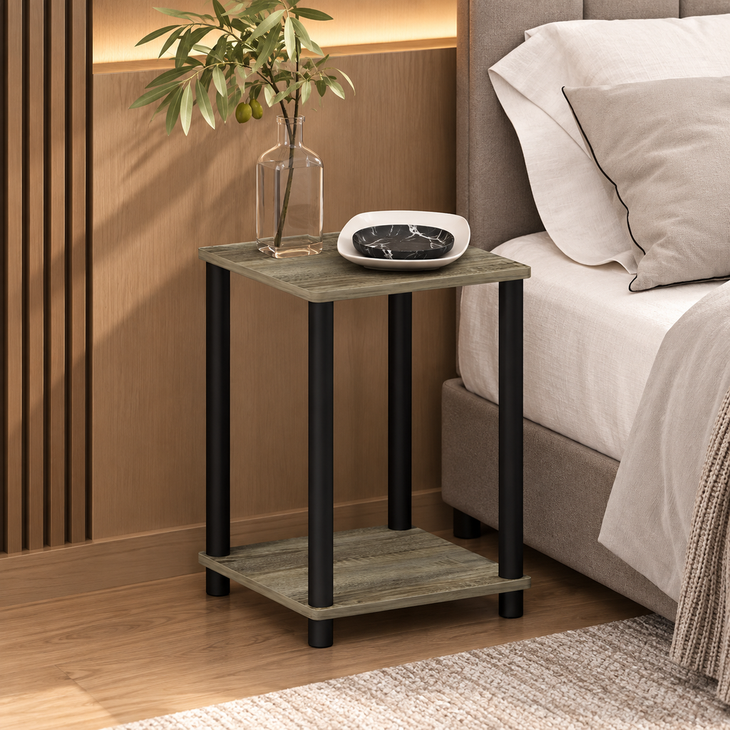 Two-Tier French Oak Bedside Table