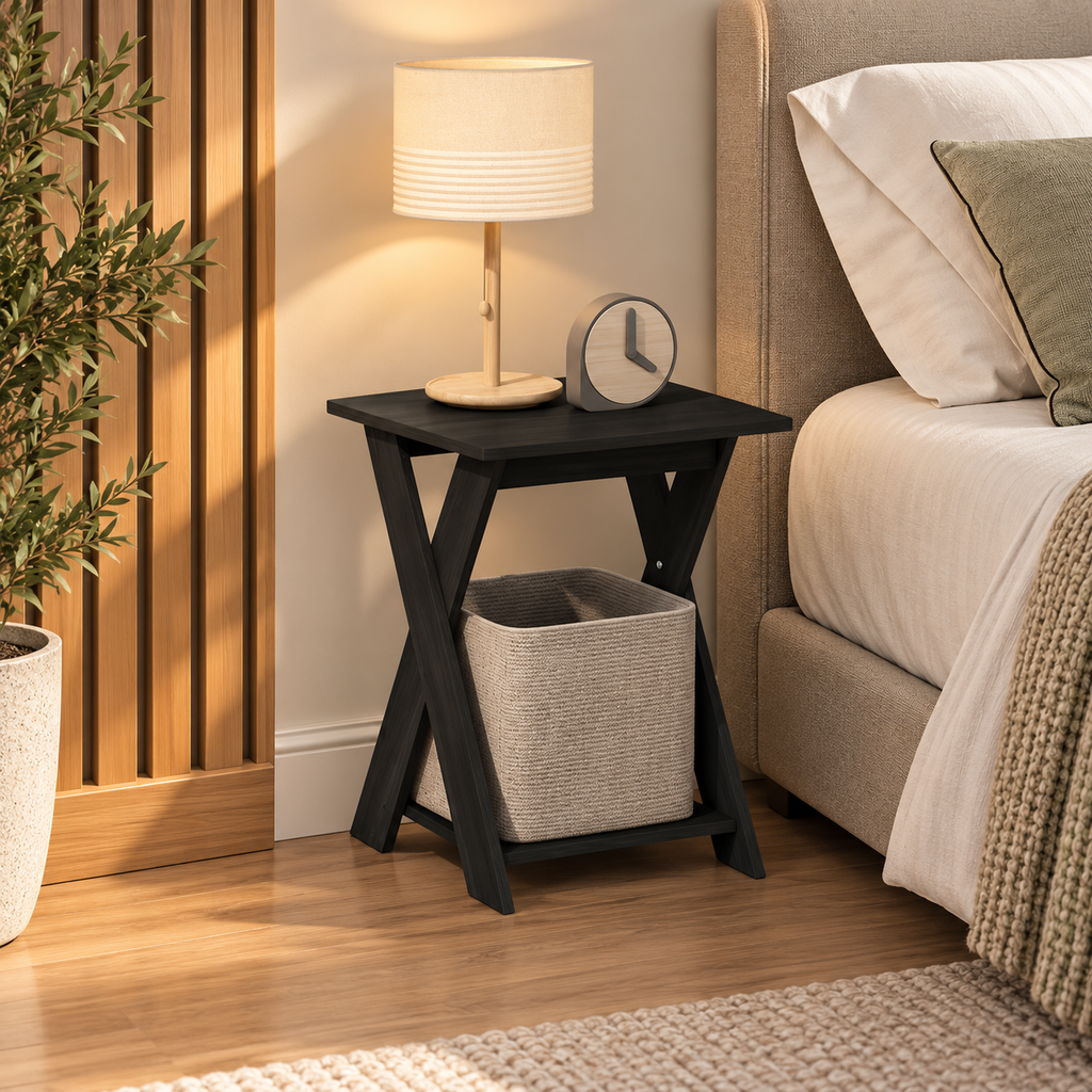 Criss-Cross Bedside Nightstand Table