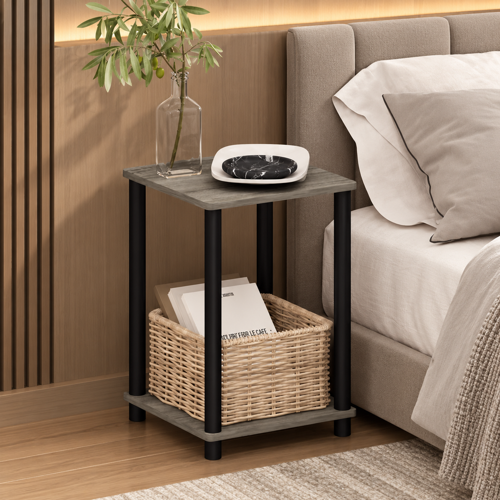 Two-Tier French Oak Bedside Table