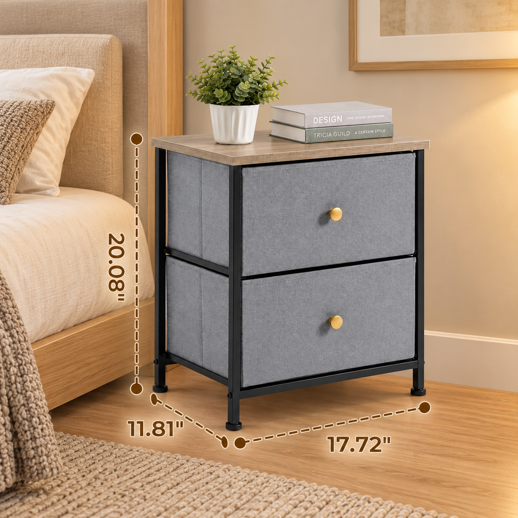 Two-Drawer Bedside Storage Nightstand