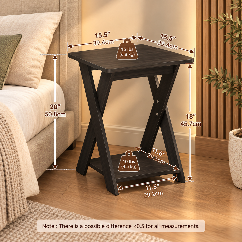 Criss-Cross Bedside Nightstand Table