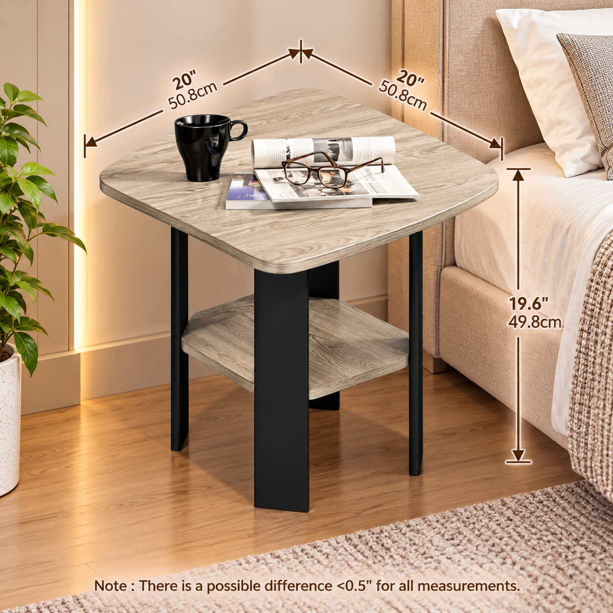 Modern Two-Tier Bedside Table