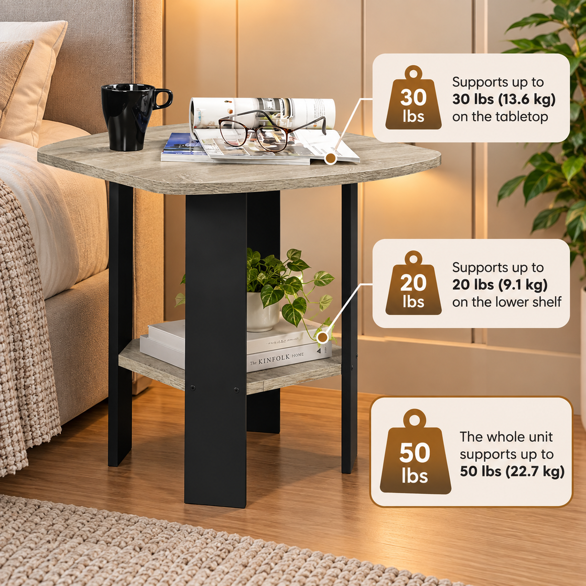 Modern Two-Tier Bedside Table