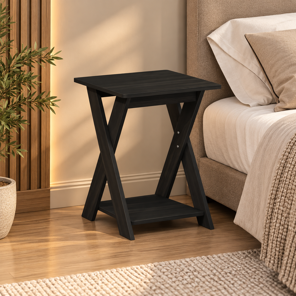 Criss-Cross Bedside Nightstand Table