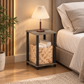Two-Tier French Oak Bedside Table