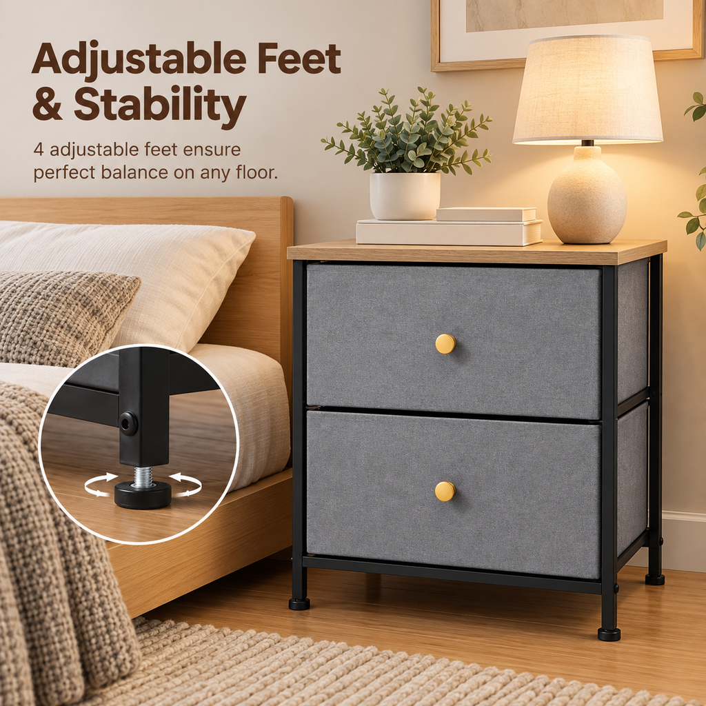 Two-Drawer Bedside Storage Nightstand